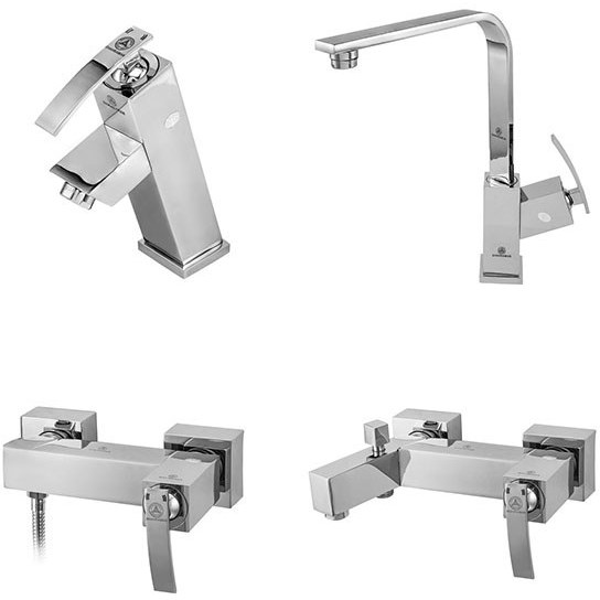 ست شیرآلات چهارتکه قهرمان مدل فلت صدف